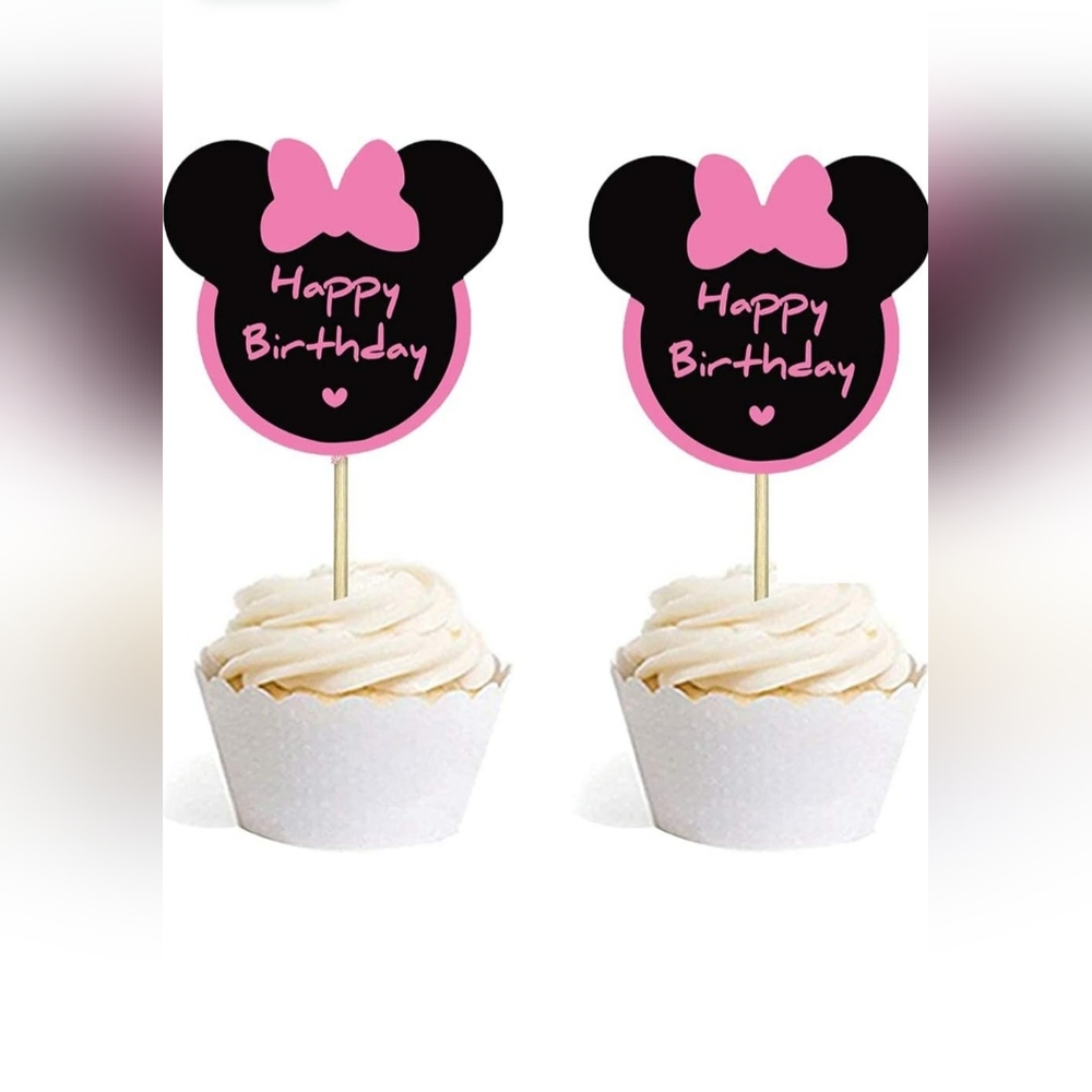 Happy Birthday Sticker 2.14 x 2 inch Pink Minnie Head Birthday Label,Minnie - Picture 4 of 6